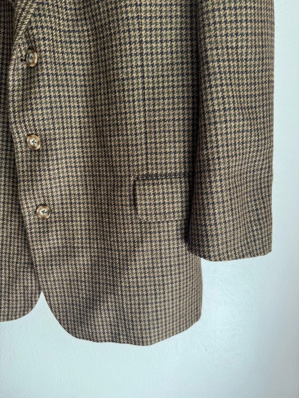 Oscar de la Renta Vintage Men's Brown Houndstooth 100% Wool Sport Coat